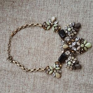 J.Crew Taupe Mixed Crystal Stone Statement Necklace